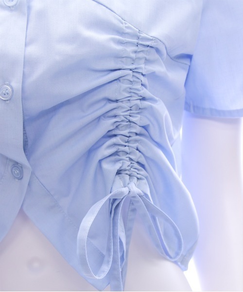 clear（クリア）の「ドロストリボン半袖シャツ[韓国ファッション 大人 細見え]≪2025SS新作≫（シャツ/ブラウス・レディース・イエロー/オフホワイト/サックスブルー・F）」の9枚目の写真