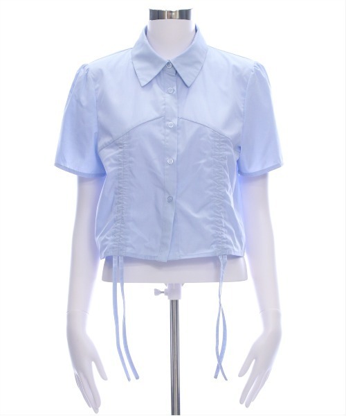 clear（クリア）の「ドロストリボン半袖シャツ[韓国ファッション 大人 細見え]≪2025SS新作≫（シャツ/ブラウス・レディース・イエロー/オフホワイト/サックスブルー・F）」の7枚目の写真