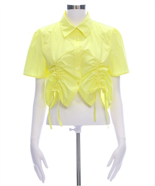 clear（クリア）の「ドロストリボン半袖シャツ[韓国ファッション 大人 細見え]≪2025SS新作≫（シャツ/ブラウス・レディース・イエロー/オフホワイト/サックスブルー・F）」の6枚目の写真