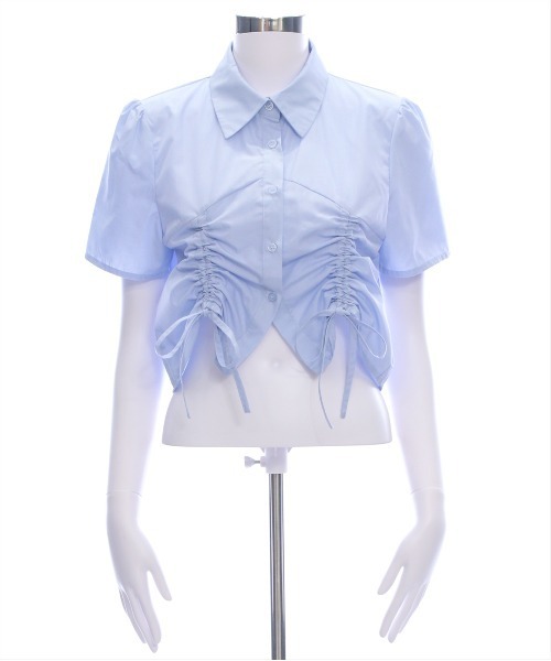 clear（クリア）の「ドロストリボン半袖シャツ[韓国ファッション 大人 細見え]≪2025SS新作≫（シャツ/ブラウス・レディース・イエロー/オフホワイト/サックスブルー・F）」の5枚目の写真