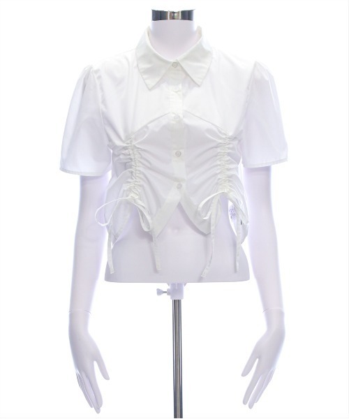 clear（クリア）の「ドロストリボン半袖シャツ[韓国ファッション 大人 細見え]≪2025SS新作≫（シャツ/ブラウス・レディース・イエロー/オフホワイト/サックスブルー・F）」の4枚目の写真