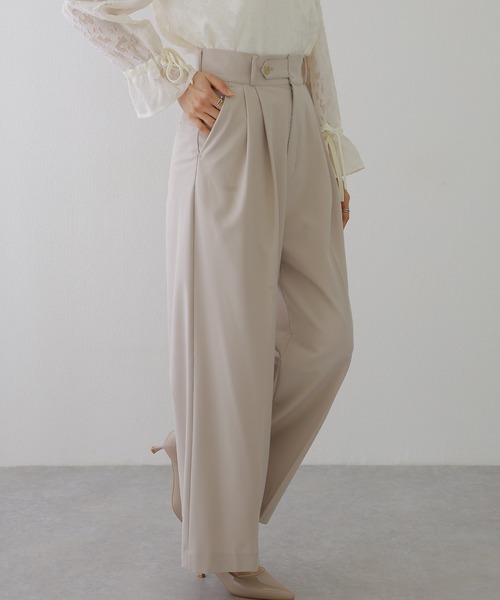 フラップデザインタック入りスラックス（スラックス）｜Lace Ladies