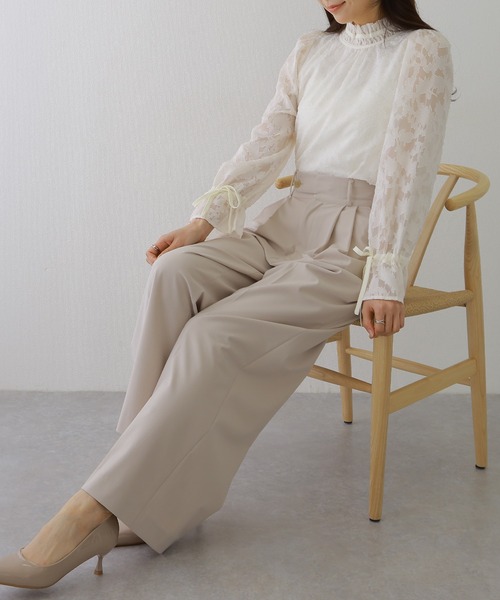 フラップデザインタック入りスラックス（スラックス）｜Lace Ladies