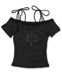 SPINNS | 半袖オフショルカットソー/肩リボン/クロス(Tシャツ/カットソー)