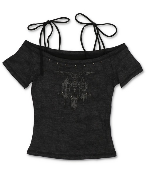 SPINNS(スピンズ)の「半袖オフショルカットソー/肩リボン/クロス(Tシャツ/カットソー・レディース・ブラック/アイボリー/ベージュ・ONESIZE)」の16枚目の写真