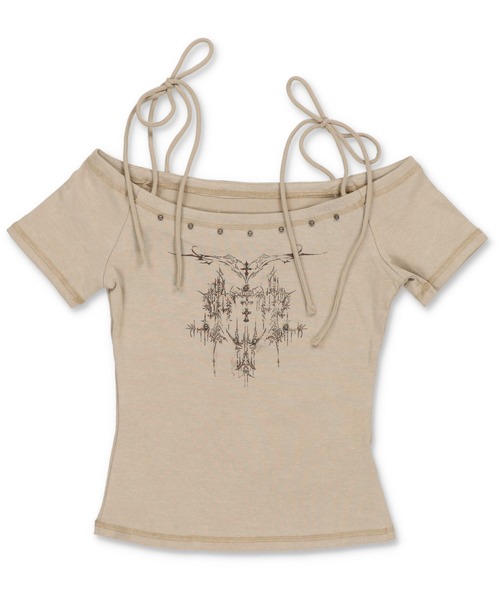 SPINNS(スピンズ)の「半袖オフショルカットソー/肩リボン/クロス(Tシャツ/カットソー・レディース・ブラック/アイボリー/ベージュ・ONESIZE)」の18枚目の写真