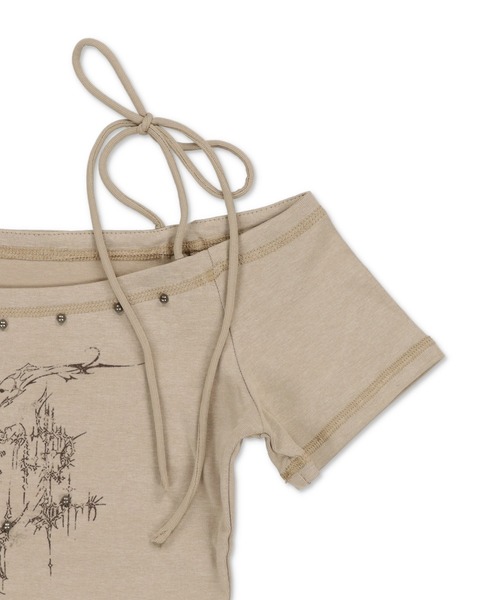 SPINNS(スピンズ)の「半袖オフショルカットソー/肩リボン/クロス(Tシャツ/カットソー・レディース・ブラック/アイボリー/ベージュ・ONESIZE)」の21枚目の写真