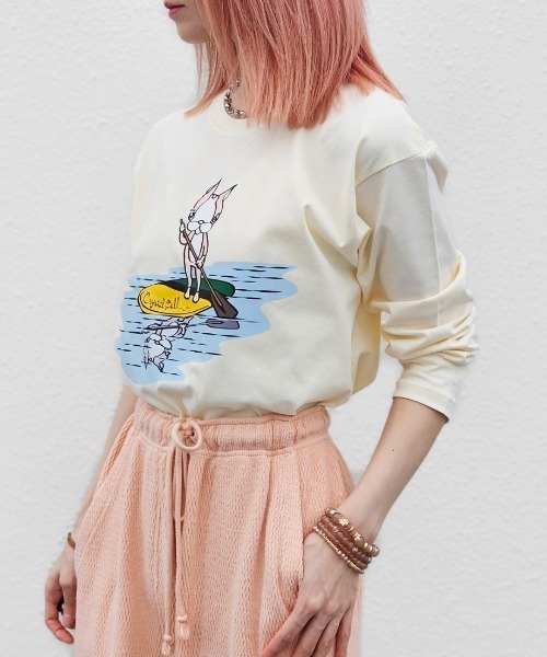 CRYSTAL BALL(クリスタルボール)の「LOHAS Hippie cutsew(Tシャツ/カットソー・レディース・ベージュ/ネイビー/ブラック・FREE)」の1枚目の写真