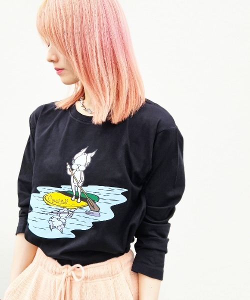 CRYSTAL BALL(クリスタルボール)の「LOHAS Hippie cutsew(Tシャツ/カットソー・レディース・ベージュ/ネイビー/ブラック・FREE)」の2枚目の写真