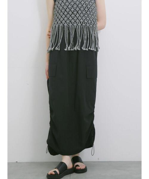 Samansa Mos2 blue（サマンサモスモスブルー）の「ナイロンカーゴスカート（スカート・レディース・カーキ/ブラック/ベージュ・F）」の6枚目の写真