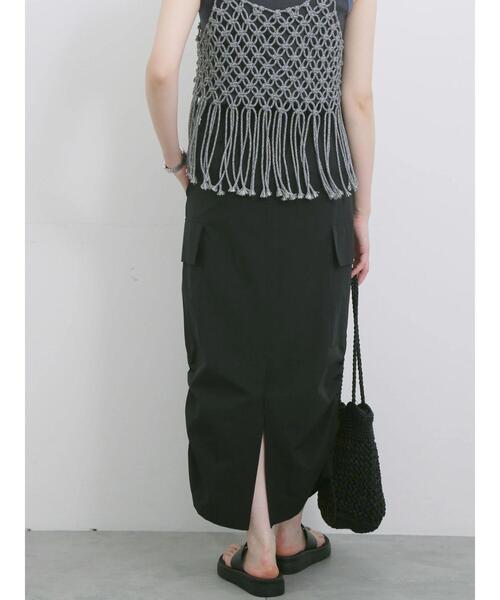 Samansa Mos2 blue（サマンサモスモスブルー）の「ナイロンカーゴスカート（スカート・レディース・カーキ/ブラック/ベージュ・F）」の9枚目の写真