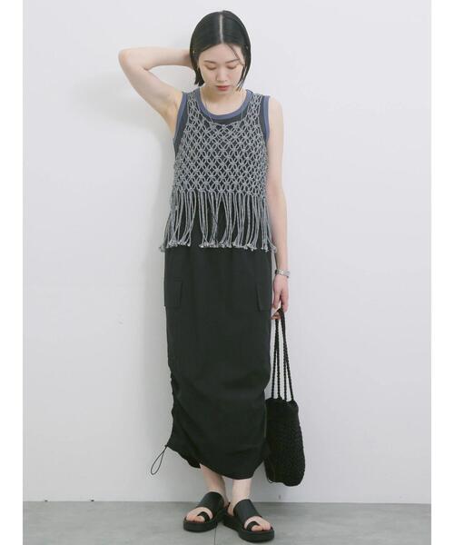 Samansa Mos2 blue（サマンサモスモスブルー）の「ナイロンカーゴスカート（スカート・レディース・カーキ/ブラック/ベージュ・F）」の10枚目の写真