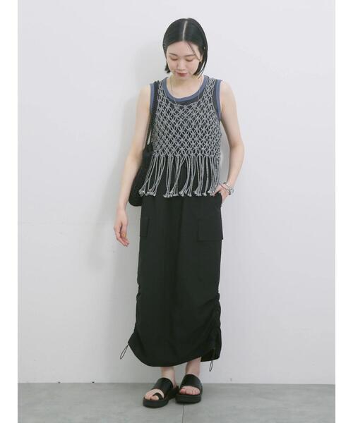 Samansa Mos2 blue（サマンサモスモスブルー）の「ナイロンカーゴスカート（スカート・レディース・カーキ/ブラック/ベージュ・F）」の11枚目の写真