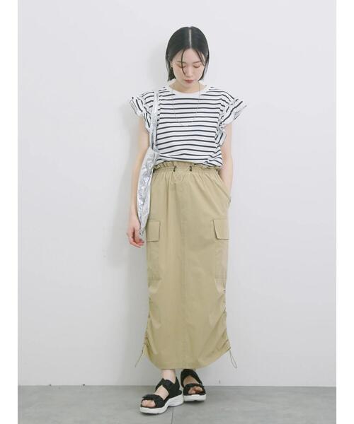 Samansa Mos2 blue（サマンサモスモスブルー）の「ナイロンカーゴスカート（スカート・レディース・カーキ/ブラック/ベージュ・F）」の14枚目の写真