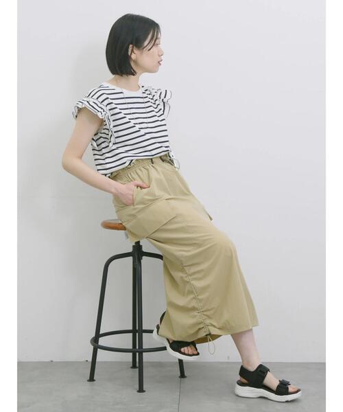 Samansa Mos2 blue（サマンサモスモスブルー）の「ナイロンカーゴスカート（スカート・レディース・カーキ/ブラック/ベージュ・F）」の16枚目の写真