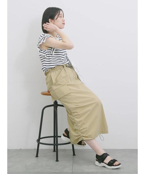 Samansa Mos2 blue（サマンサモスモスブルー）の「ナイロンカーゴスカート（スカート・レディース・カーキ/ブラック/ベージュ・F）」の18枚目の写真