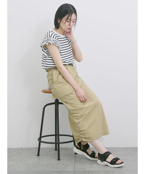 Samansa Mos2 blue（サマンサモスモスブルー）の「ナイロンカーゴスカート（スカート・レディース・カーキ/ブラック/ベージュ・F）」の19枚目の写真