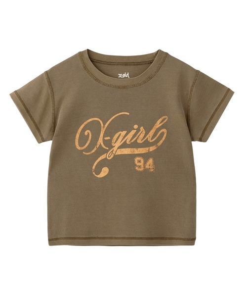 X-girl（エックスガール）の「LOGO AND NUMBER S/S BABY TEE（Tシャツ/カットソー・レディース・ブラック/ネイビー/ブラウン・S/M）」の2枚目の写真