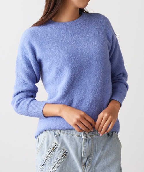 ROOPTOKYO(ループトウキョウ)の「クルーネック シンプルシャギーニット(ニット/セーター・メンズ・サックスブルー/ブラック/ベージュ/ネイビー/ホワイト/レッド・M/L/XL/FREE)」の1枚目の写真