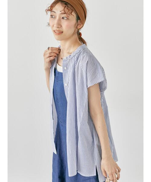 Lugnoncure（ルノンキュール）の「綿麻バンドカラーブラウス（シャツ/ブラウス・レディース・グリーン/チャコールグレー/オフホワイト/ネイビー・F）」の4枚目の写真