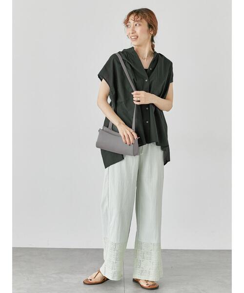 Lugnoncure（ルノンキュール）の「綿麻バンドカラーブラウス（シャツ/ブラウス・レディース・グリーン/チャコールグレー/オフホワイト/ネイビー・F）」の9枚目の写真