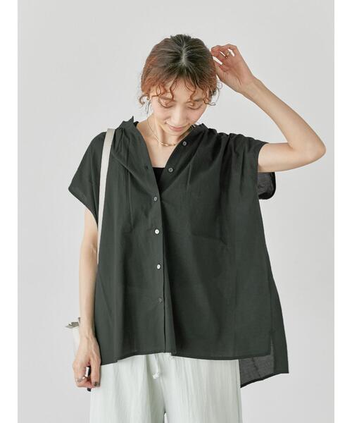 Lugnoncure（ルノンキュール）の「綿麻バンドカラーブラウス（シャツ/ブラウス・レディース・グリーン/チャコールグレー/オフホワイト/ネイビー・F）」の10枚目の写真