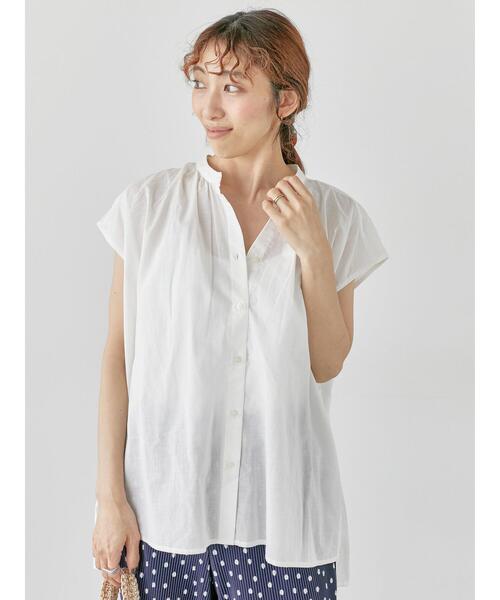 Lugnoncure（ルノンキュール）の「綿麻バンドカラーブラウス（シャツ/ブラウス・レディース・グリーン/チャコールグレー/オフホワイト/ネイビー・F）」の13枚目の写真