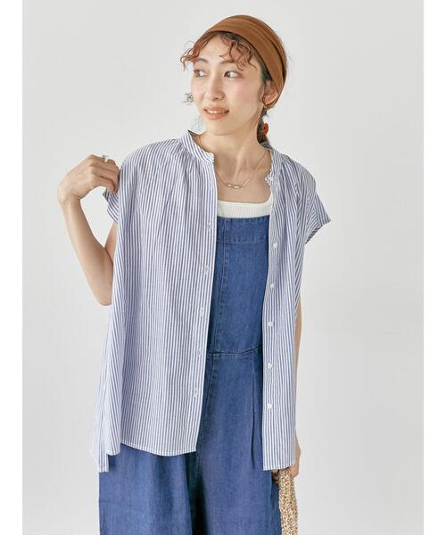 Lugnoncure（ルノンキュール）の「綿麻バンドカラーブラウス（シャツ/ブラウス・レディース・グリーン/チャコールグレー/オフホワイト/ネイビー・F）」の16枚目の写真