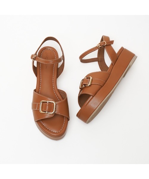 Launa lea（ラウナレア）の「【25春夏】バックルプラットフォームサンダル(S153)（サンダル・レディース・キャメル/ブラック/アイボリー・S/M/L/LL）」の3枚目の写真