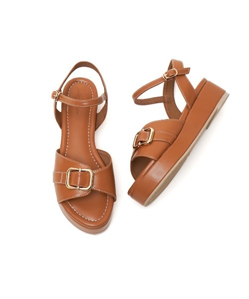 Launa lea（ラウナレア）の「【25春夏】バックルプラットフォームサンダル(S153)（サンダル・レディース・キャメル/ブラック/アイボリー・S/M/L/LL）」の14枚目の写真