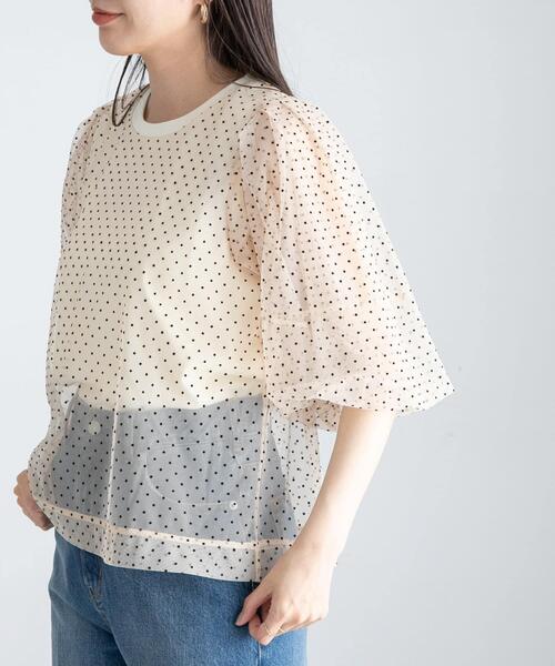 URBAN RESEARCH Sonny Label(アーバンリサーチサニーレーベル)の「『WEB/一部店舗限定』チュールドットタンクトップドッキングプルオーバー(Tシャツ/カットソー・レディース・チャコールグレー/アイボリー/ブラック・FREE)」の4枚目の写真