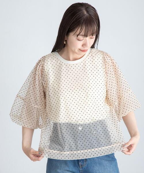 URBAN RESEARCH Sonny Label(アーバンリサーチサニーレーベル)の「『WEB/一部店舗限定』チュールドットタンクトップドッキングプルオーバー(Tシャツ/カットソー・レディース・チャコールグレー/アイボリー/ブラック・FREE)」の5枚目の写真