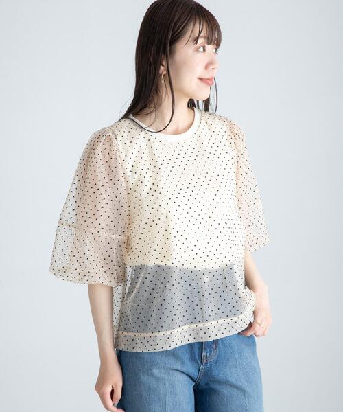 URBAN RESEARCH Sonny Label(アーバンリサーチサニーレーベル)の「『WEB/一部店舗限定』チュールドットタンクトップドッキングプルオーバー(Tシャツ/カットソー・レディース・チャコールグレー/アイボリー/ブラック・FREE)」の6枚目の写真