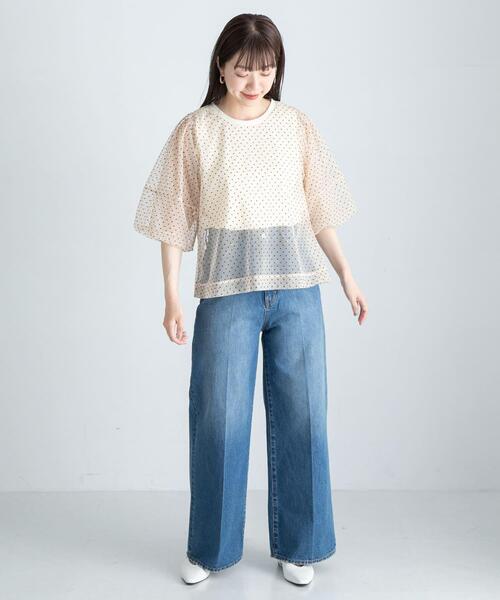 URBAN RESEARCH Sonny Label(アーバンリサーチサニーレーベル)の「『WEB/一部店舗限定』チュールドットタンクトップドッキングプルオーバー(Tシャツ/カットソー・レディース・チャコールグレー/アイボリー/ブラック・FREE)」の10枚目の写真