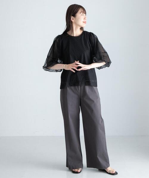 URBAN RESEARCH Sonny Label(アーバンリサーチサニーレーベル)の「『WEB/一部店舗限定』チュールドットタンクトップドッキングプルオーバー(Tシャツ/カットソー・レディース・チャコールグレー/アイボリー/ブラック・FREE)」の22枚目の写真