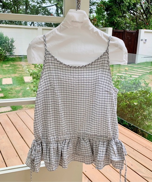everycoco（エブリーココ）の「チェック柄フリルティアードキャミソール（キャミソール・レディース・ブラック/ホワイト・FREE）」の19枚目の写真