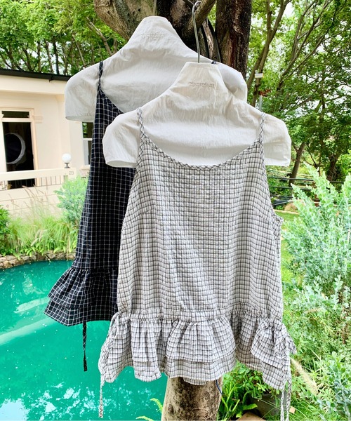 everycoco（エブリーココ）の「チェック柄フリルティアードキャミソール（キャミソール・レディース・ブラック/ホワイト・FREE）」の20枚目の写真