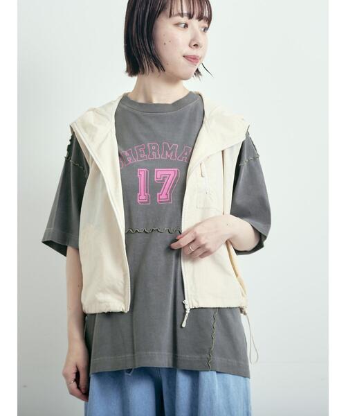 SM2（エスエムツー）の「ナイロンフードジップベスト（ベスト・レディース・チャコールグレー/カーキ/オフホワイト・F）」の11枚目の写真