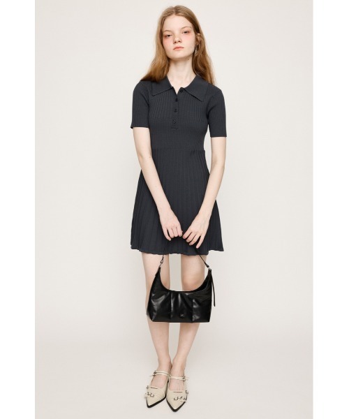 SLY(スライ)の「COLLARED PLEATS HG S/OP カラード プリーツ ハイゲージ ショートワンピース 半袖 夏服(ワンピース・レディース・ブラック/グレー/ネイビー・1/2)」の8枚目の写真