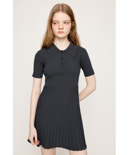 SLY(スライ)の「COLLARED PLEATS HG S/OP カラード プリーツ ハイゲージ ショートワンピース 半袖 夏服(ワンピース・レディース・ブラック/グレー/ネイビー・1/2)」の7枚目の写真