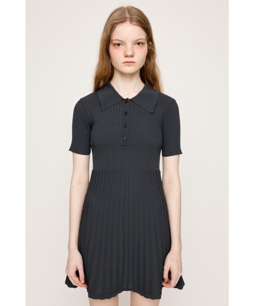 SLY(スライ)の「COLLARED PLEATS HG S/OP カラード プリーツ ハイゲージ ショートワンピース 半袖 夏服(ワンピース・レディース・ブラック/グレー/ネイビー・1/2)」の9枚目の写真