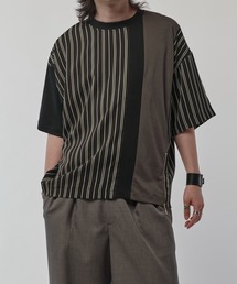 Lui's | ストライプ切替ZIP Tシャツ(Tシャツ/カットソー)