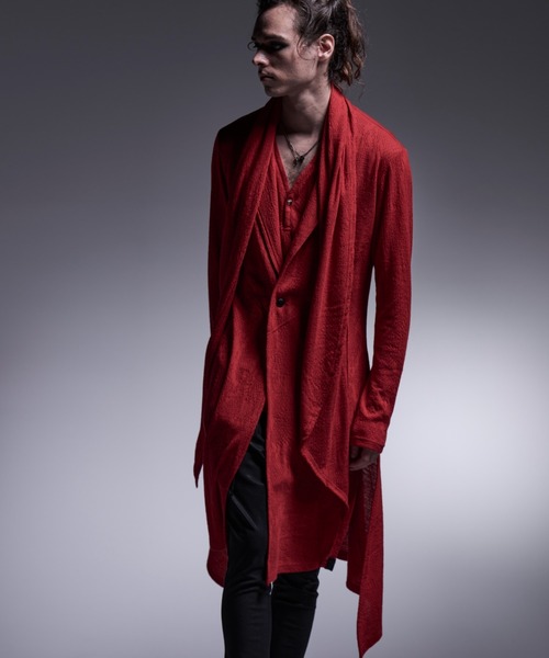 kiryuyrik(キリュウキリュウ)の「Kiryuyrik/キリュウキリュウ/PythonJQD Stoal Cardigan/ パイソンジャガード ストールカーディガン(カーディガン/ボレロ・メンズ・レッド/ブラック・SMALL/MEDIUM/LARGE)」の7枚目の写真