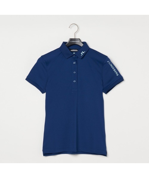 J.LINDEBERG（ジェイリンドバーグ）の「【J.LINDEBERG/GOLF】袖ロゴ刺繍半袖ポロ（シャツ/ブラウス・レディース・オレンジ/ダークブルー/ネイビー/ベージュ/パープル/サックスブルー/ライトイエロー・36/42/38）」の4枚目の写真
