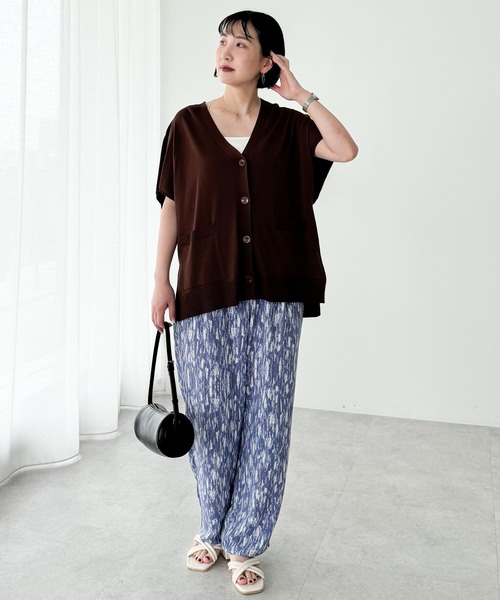 Green　Parks（グリーンパークス）の「フレンチスリーブカーディガン（カーディガン/ボレロ・レディース・杢グレー/アイボリー/ブラック/レッド/ブラウン・FREE）」の14枚目の写真