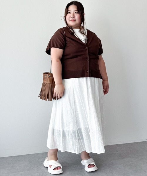 Green　Parks（グリーンパークス）の「フレンチスリーブカーディガン（カーディガン/ボレロ・レディース・杢グレー/アイボリー/ブラック/レッド/ブラウン・FREE）」の19枚目の写真