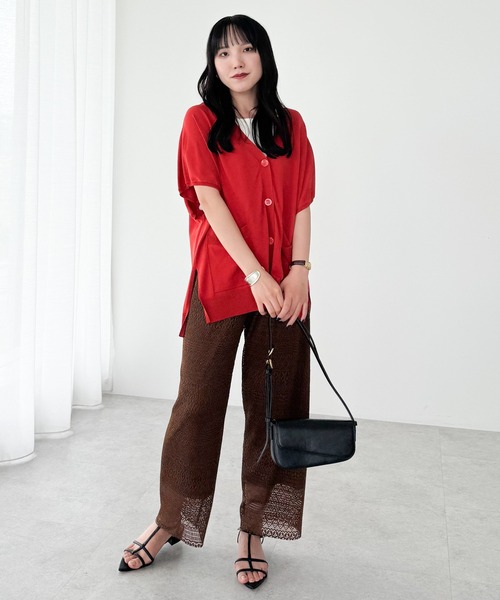 Green　Parks（グリーンパークス）の「フレンチスリーブカーディガン（カーディガン/ボレロ・レディース・杢グレー/アイボリー/ブラック/レッド/ブラウン・FREE）」の22枚目の写真