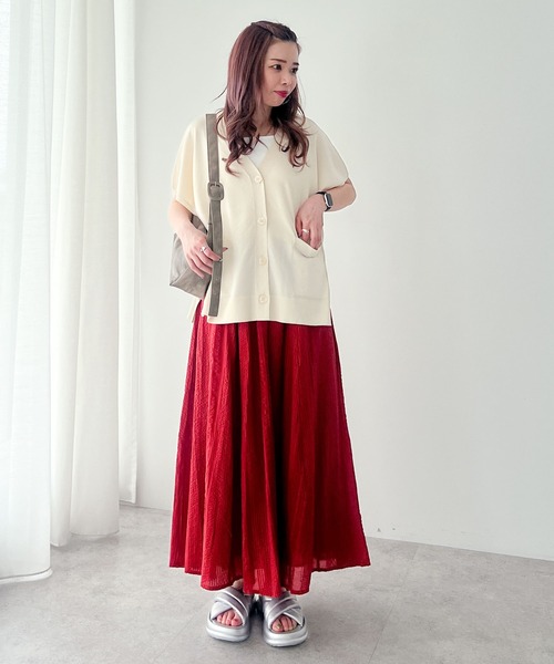 Green　Parks（グリーンパークス）の「フレンチスリーブカーディガン（カーディガン/ボレロ・レディース・杢グレー/アイボリー/ブラック/レッド/ブラウン・FREE）」の9枚目の写真