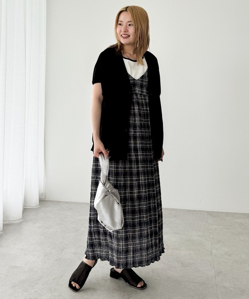 Green　Parks（グリーンパークス）の「フレンチスリーブカーディガン（カーディガン/ボレロ・レディース・杢グレー/アイボリー/ブラック/レッド/ブラウン・FREE）」の10枚目の写真