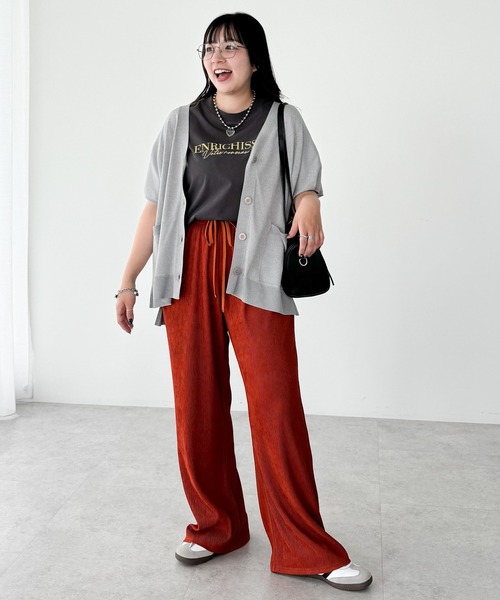 Green　Parks（グリーンパークス）の「フレンチスリーブカーディガン（カーディガン/ボレロ・レディース・杢グレー/アイボリー/ブラック/レッド/ブラウン・FREE）」の15枚目の写真